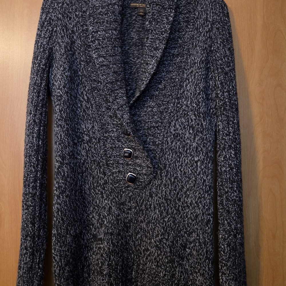 CITIZENS OF HUMANITY Black and Gray Cowl Neck Sweater 100% Wool Size XS
